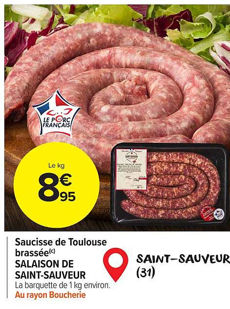 saucisse de toulouse brassée salaison de saint-sauveur