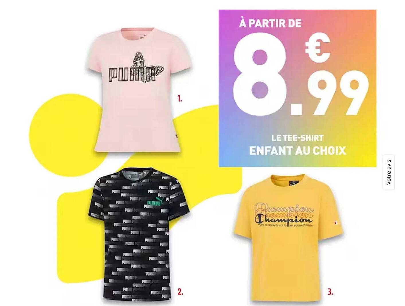 tee-shirt enfant au choix puma, champion