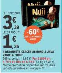 4 bâtonnets glacés almond & java vanilla "nuii"