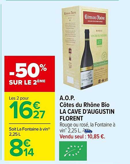a.o.p. côtes du rhône bio la cave d'augustin florent
