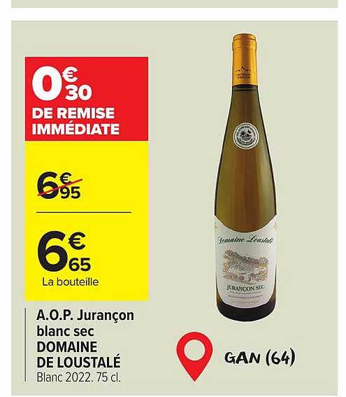 a.o.p. jurançon blanc sec domaine de loustalé