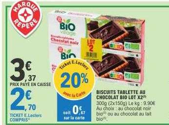 Biscuits Tablette Au Chocolat Bio Lot X 2