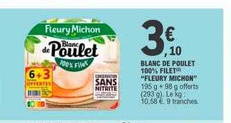 Blanc De Poulet 100% Filet "fleury Michon"