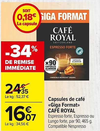 capsules de café "giga format" café royal