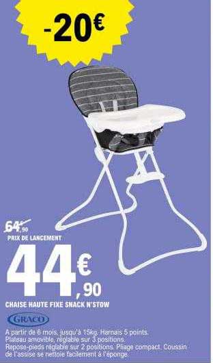 chaise haute fixe snack n'stow graco