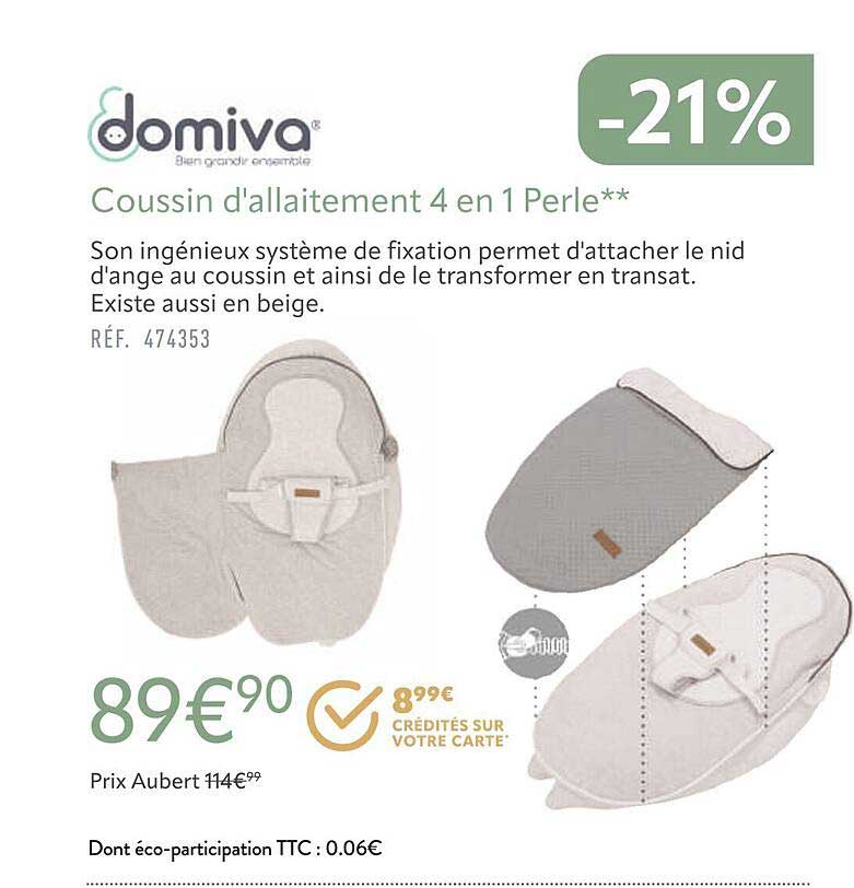 coussin d'allaitement 4 en 1 perle domiva