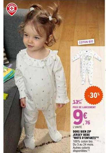 dors bien zip jersey bébé "mots d'enfants"