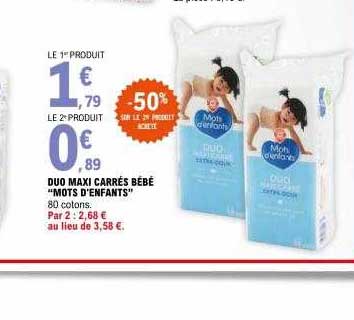 duo maxi carrés bébé "mots d'enfants"