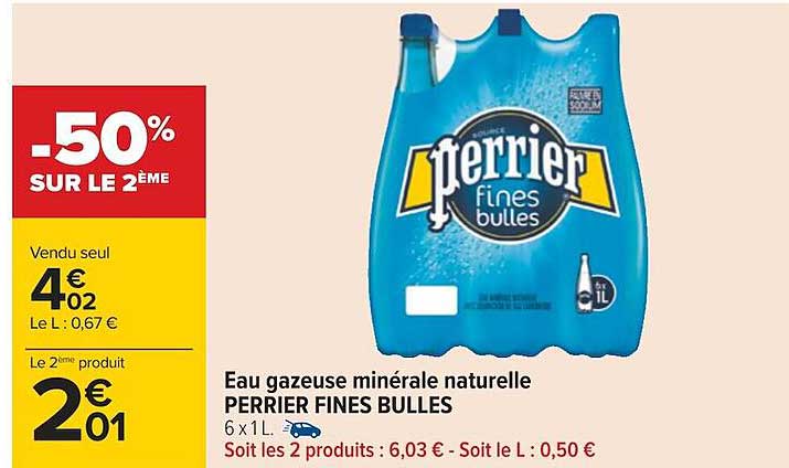 Eau Gazeuse Minérale Naturelle Perrier Fines Bulles