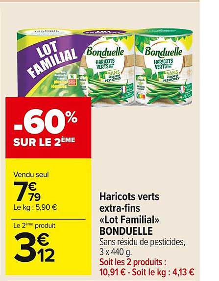 haricots verts extra-fins "lot familial" bonduelle