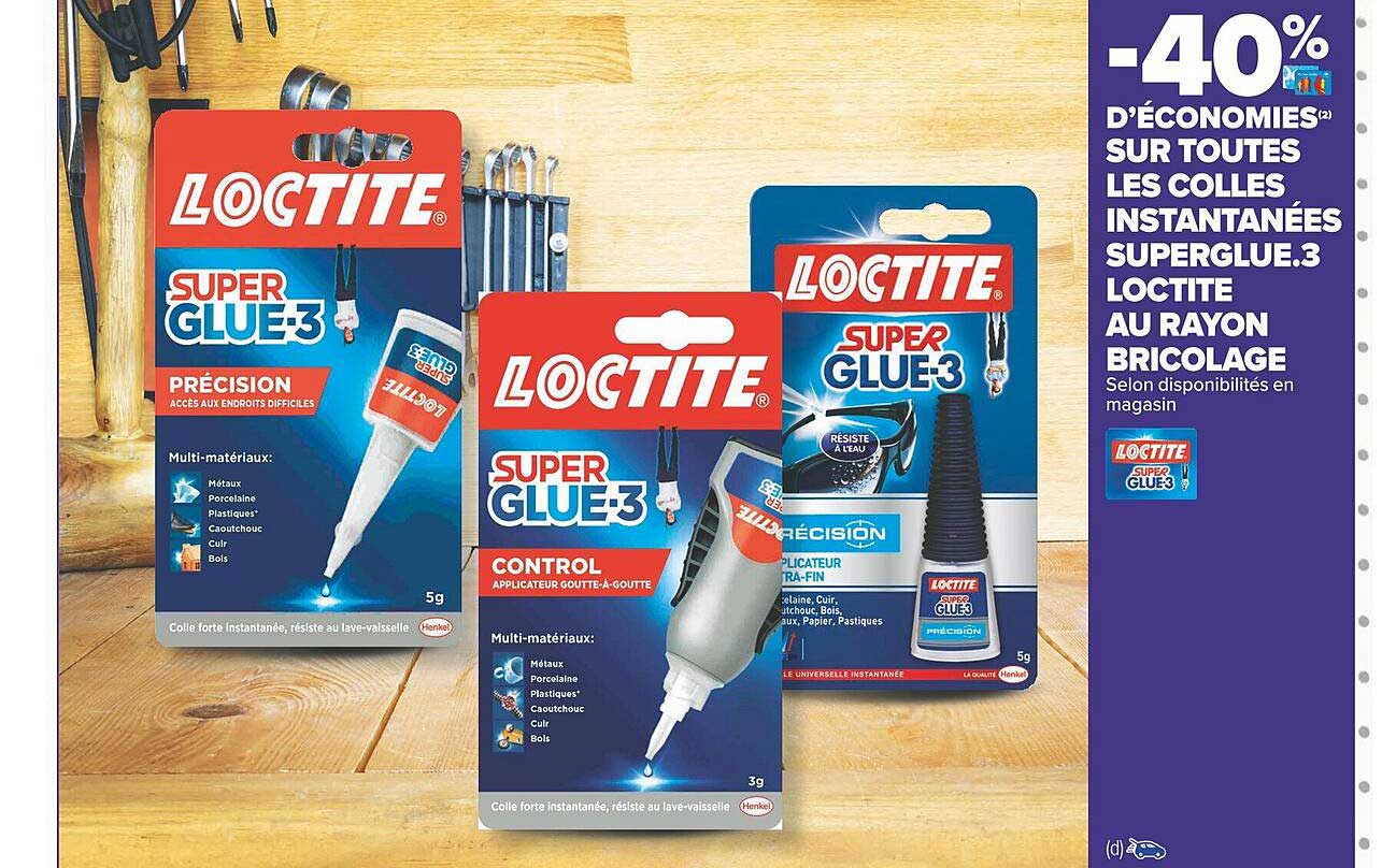 Les Colles Instantanées Superglue.3 Loctite Au Rayon Bricolage