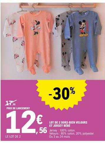 lot de 2 dors-bien velours et  jersey bébé