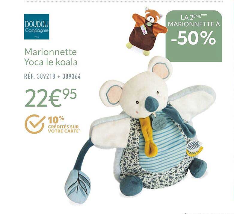 marionnette yoca le koala doudou compagnie