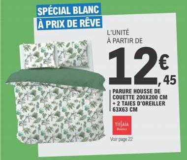parure housse de couette 200 x 200 cm + 2 taies d'oreiller 63 x 63 cm tissaia