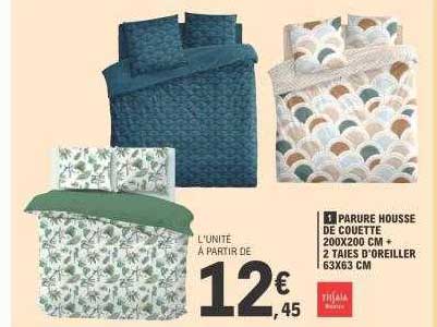 parure housse de couette 200 x 200 cm + 3 taies d'oreiller 63 x 63 cm tissaia