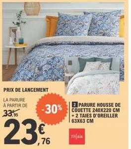 parure housse de couette 240 x 220 cm + 2 taies d'oreiller 63 x 63 cm tissaia