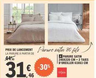parure satin 240 x 220 cm + 2 taies d'oreiller 63 x 63 cm tissaia