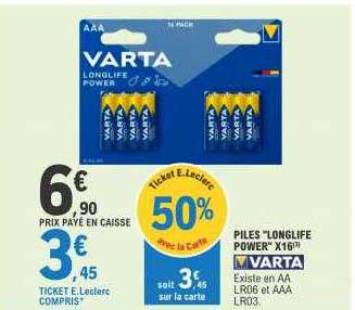 piles "longlife power" x 16 varta