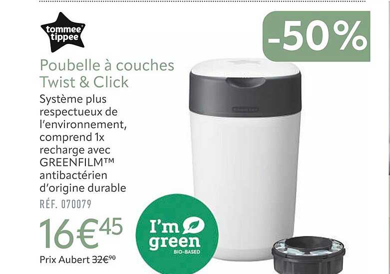 poubelle à couches twist & click tommee tippee