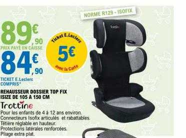 rehausseur dossier top fix isize de 105 à 150 cm trottine