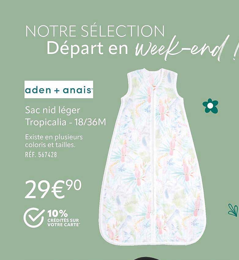 sac nid léger tropicalia - 18-36 m aden + anaïs