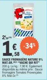 sauce fromagère nature 9% mat.gr. "vache qui rit"