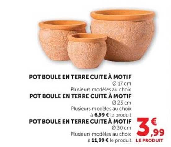 POT BOULE EN TERRE CUITE À MOTIF