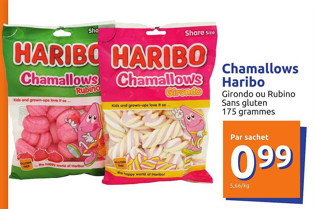 chamallows haribo girondo ou rubino sans gluten 175 grammes