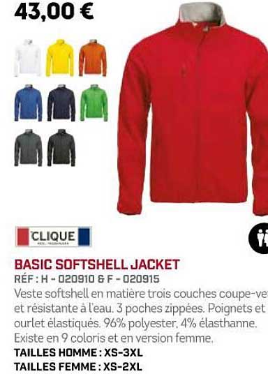 basic softshell jacket clique