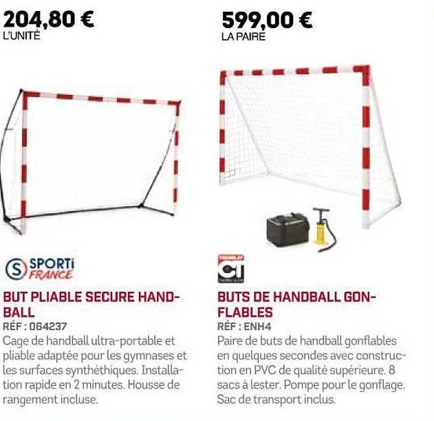 but pliable secure hand-ball, buts de handball gonflables