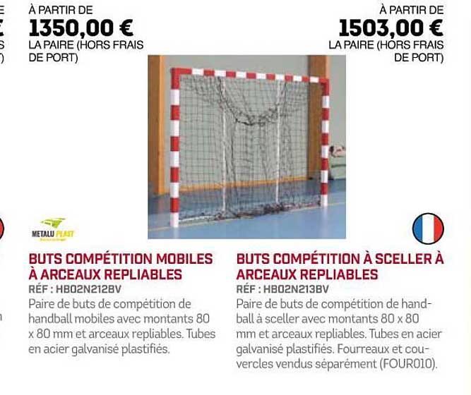 buts compétition mobiles à arceaux repliables, buts compétition à sceller à arceaux repliables