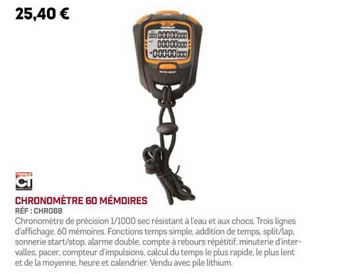 chronomètre 60 mémoires