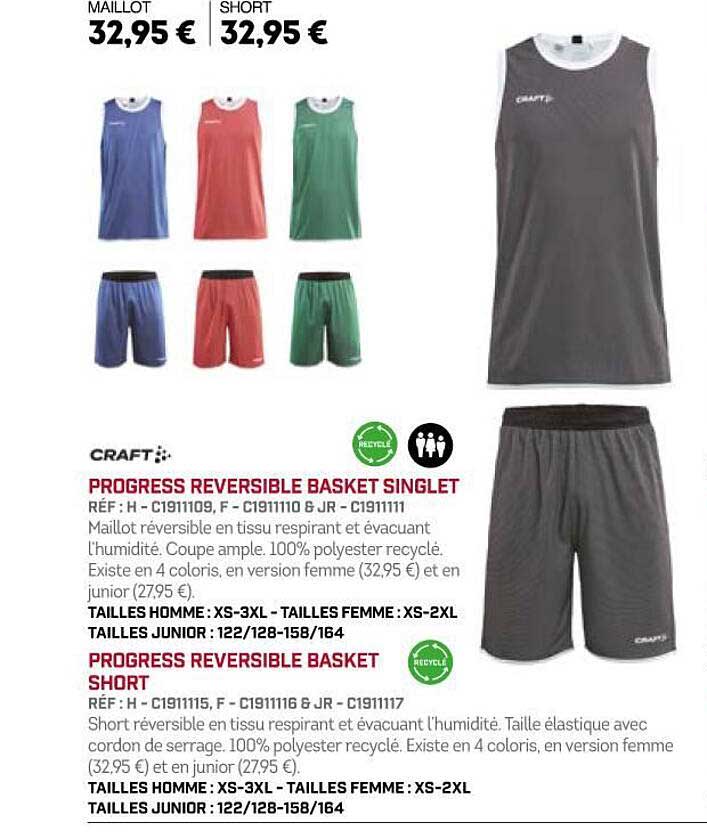 craft progress reversible basket singlet progress reversible basket short