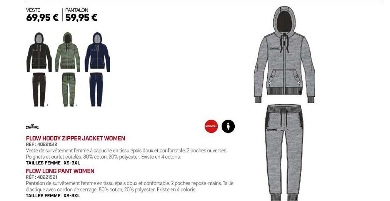flow hoody zipper jacket women flow long pant women spalding