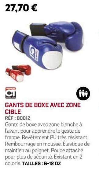 gants de boxe avec zone cible