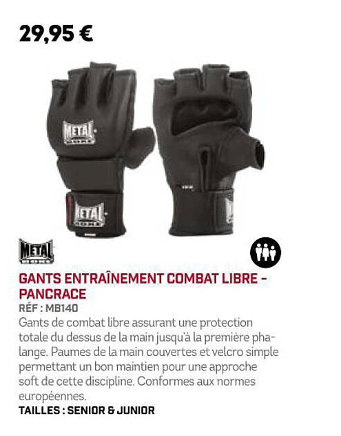 Gants Entraînement Combat Libre-pancrace Metal