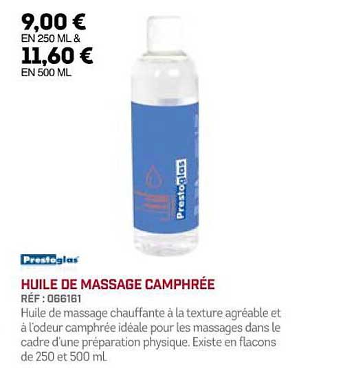huile de massage camphrée prestoglas