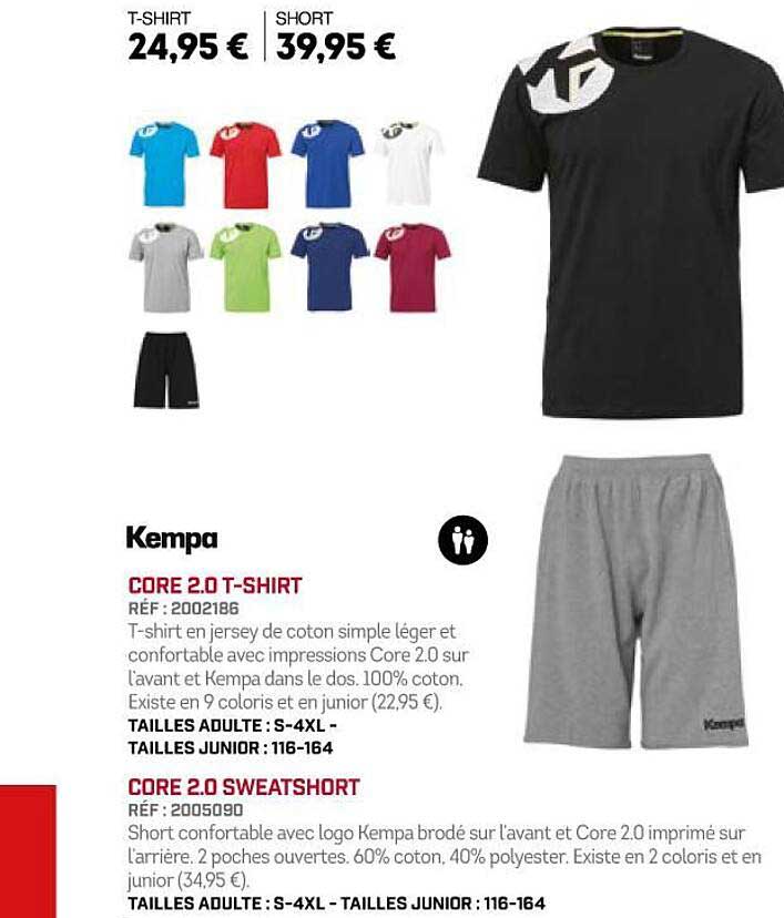 kempa core 2.0 t-shirt core 2.0 sweatshort