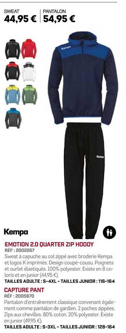 kempa emotion 2.0 quarter zip hoody capture pant
