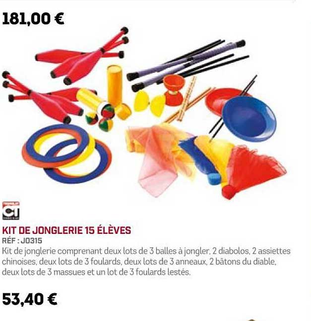 kit de jonglerie 15 élèves