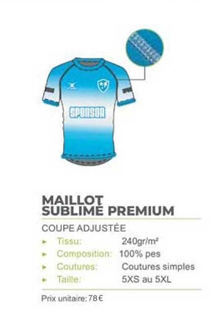 maillot sublimé premium