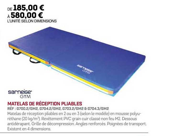 matelas de réception pliables sarneige gym