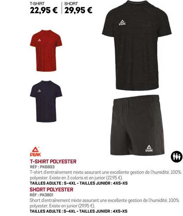 peak t-shirt polyester short polyester