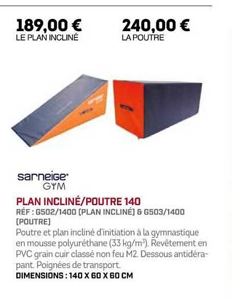 plan incliné - poutre 140 sarneige gym
