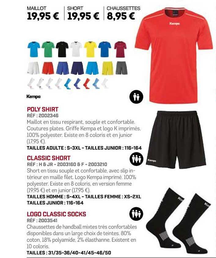 poly shirt classic short logo classic socks kempa