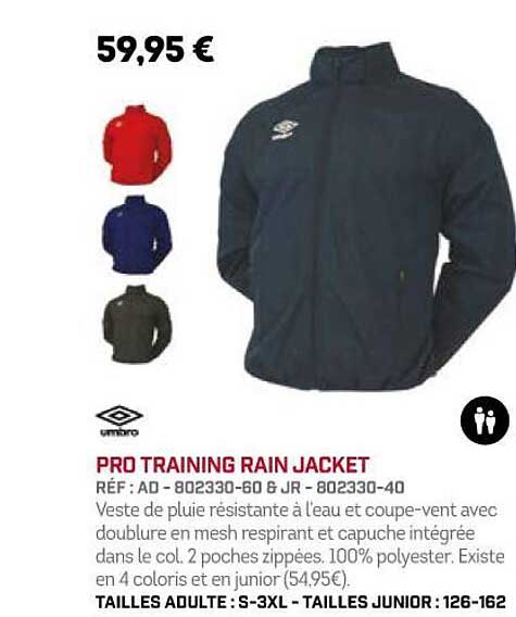 pro training rain jacket umbro