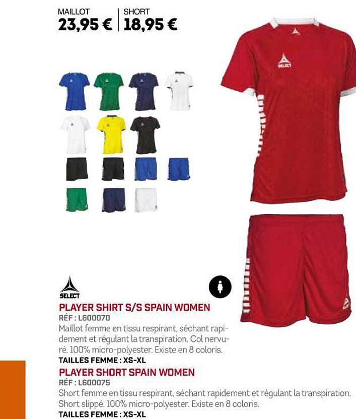 select player shirt s s spain women player short spain women