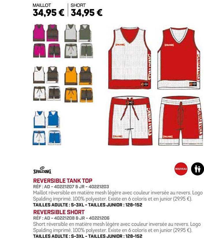 spalding reversible tank top reversible short
