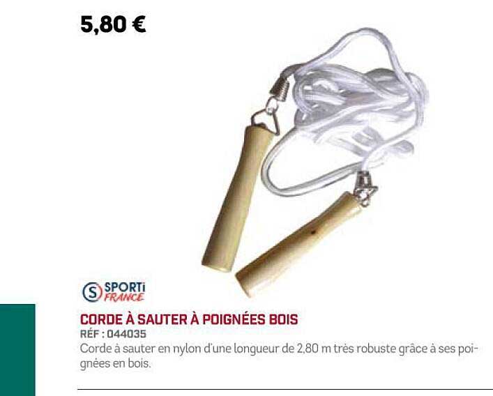 sporti france corde à sauter à poignées bois