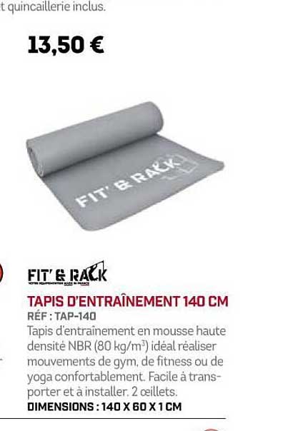tapis d'entraînement 140 cm fit' & rack